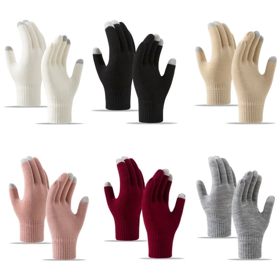 Women's Winter Touch Screen Gloves Warm Fleece Lined Knit Gloves Elastic Cuff Winter Texting Gloves