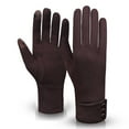 thumbnail image 1 of Women's Winter Touchscreen Gloves with Button Closure, Plush Lined Warm Thermal Gloves, Solid Color Outdoor Riding Gloves, Fashionable Cold Weather Knit Gloves B, 1 of 3