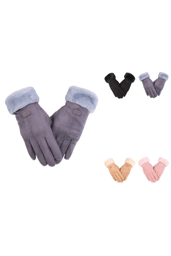 Women's Winter Touchscreen Gloves â Chenille Cable Knit with Suede Accents, Lined, Cuffs, Warm Elastic Thermal Gloves for Cold Weather Driving & Texting