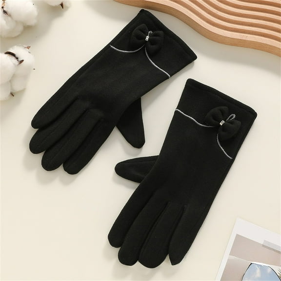 Women's Winter Touchscreen Gloves, Fleece Lined Warm Gloves with Touchscreen Function, Windproof Cold Weather Gloves for Driving, Outdoor Activities, and Daily Use - Black