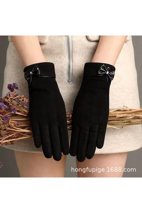 Women's Winter Touchscreen Gloves with Fleece Lining, Warm Thermal Screen Compatible Gloves for Cold Weather, Soft Windproof Smartphone Gloves for Driving, Running, and Outdoor Activities Black