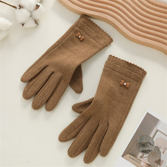 Women's Winter Touchscreen Gloves with Fleece Lining, Warm Thermal Screen Compatible Gloves for Cold Weather, Soft Windproof Smartphone Gloves for Driving, Running, and Outdoor Activities Coffee