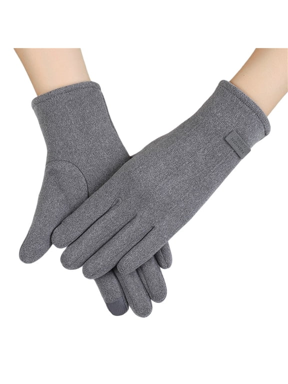Women's Winter Touchscreen Gloves with Fleece Lining, Warm Thermal Screen Compatible Gloves for Cold Weather, Soft Windproof Smartphone Gloves for Driving, Running, and Outdoor Activities Grey