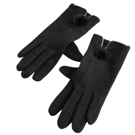 Women's Winter Touchscreen Gloves with Fleece Lining, Warm Thermal Screen Compatible Gloves for Cold Weather, Soft Windproof Smartphone Gloves for Driving, Running, and Outdoor Activities Black