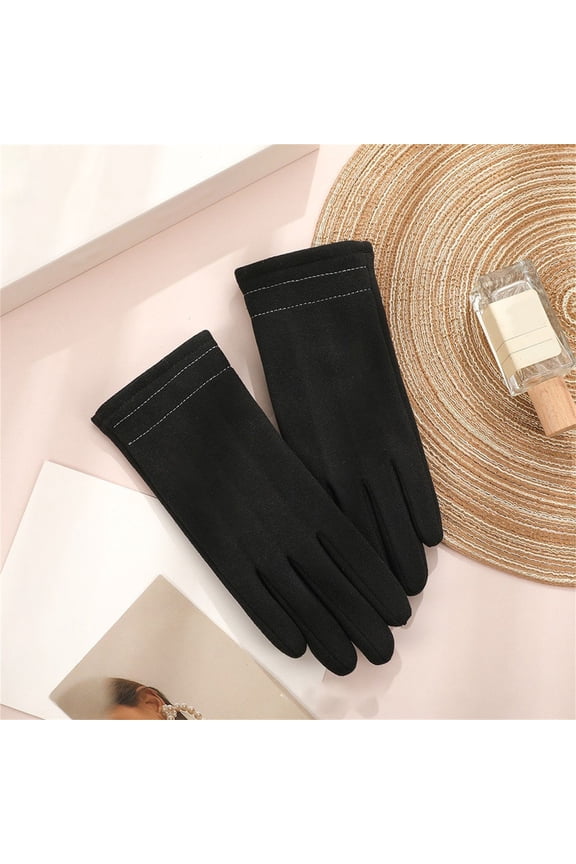 Women's Winter Touchscreen Gloves with Fleece Lining, Warm Thermal Screen Compatible Gloves for Cold Weather, Soft Windproof Smartphone Gloves for Driving, Running, and Outdoor Activities Black