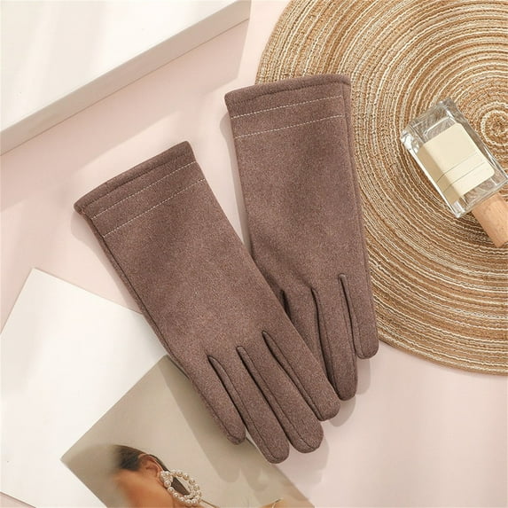 Women's Winter Touchscreen Gloves with Fleece Lining, Warm Thermal Screen Compatible Gloves for Cold Weather, Soft Windproof Smartphone Gloves for Driving, Running, and Outdoor Activities Coffee