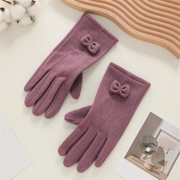 Women's Winter Touchscreen Gloves with Fleece Lining, Warm Thermal Screen Compatible Gloves for Cold Weather, Soft Windproof Smartphone Gloves for Driving, Running, and Outdoor Activities Purple