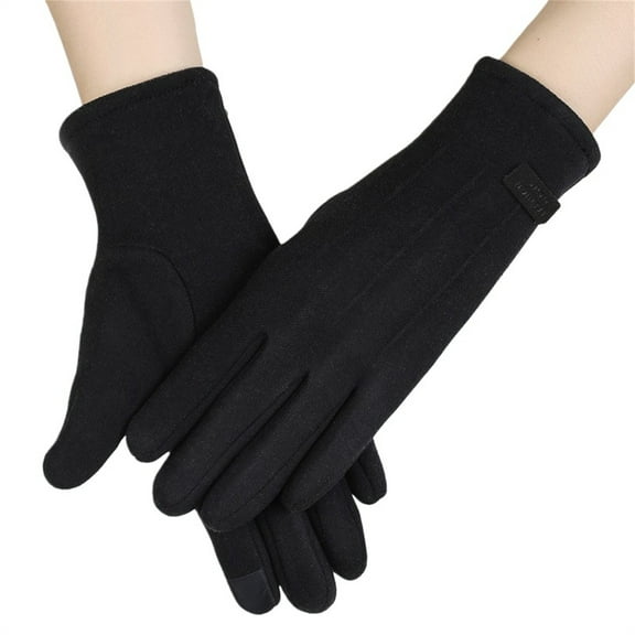 Women's Winter Touchscreen Gloves with Fleece Lining, Warm Thermal Screen Compatible Gloves for Cold Weather, Soft Windproof Smartphone Gloves for Driving, Running, and Outdoor Activities Black