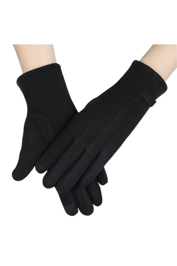 Women's Winter Touchscreen Gloves with Fleece Lining, Warm Thermal Screen Compatible Gloves for Cold Weather, Soft Windproof Smartphone Gloves for Driving, Running, and Outdoor Activities Black