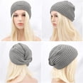 thumbnail image 1 of Women's Winter Turban Beanie, Knit Hat for Chemo Patients, Warm Wool Cap for Women, Soft Everyday Beanie Hat for Cold Weather and Indoor Comfort, Boho Headwrap and Head Cover-Light Ashy, 1 of 5