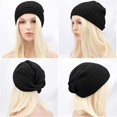thumbnail image 1 of Women's Winter Turban Beanie, Knit Hat for Chemo Patients, Warm Wool Cap for Women, Soft Everyday Beanie Hat for Cold Weather and Indoor Comfort, Boho Headwrap and Head Cover-Black, 1 of 5