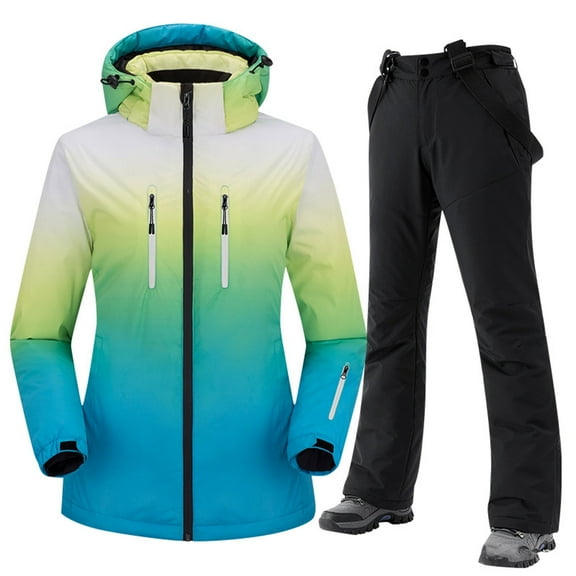 Women's Winter Unisex Gradient Ski Suit Set Windproof Thickened And Warm Single And Double Board Skiing Equipment Up to 65% Off