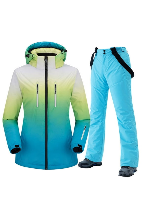 Women's Winter Unisex Gradient Ski Suit Set Windproof Thickened And Warm Single And Double Board Skiing Equipment Up to 65% Off