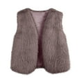 thumbnail image 1 of Women's Winter Vest Jackets Faux Fur Coat V Neck Sleeveless Open Front Cardigans Casual Elegant Dressy Outwear (L, Coffee), 1 of 4