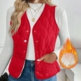 thumbnail image 1 of Women's Winter Vest Sleeveless Fleece Jacket Zip Up Stand Collar with Drawstring Pockets, 1 of 9
