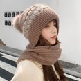 thumbnail image 1 of Women,s Winter Warm All-in-One Knitted Hat Scarf Warm Hat, 1 of 1