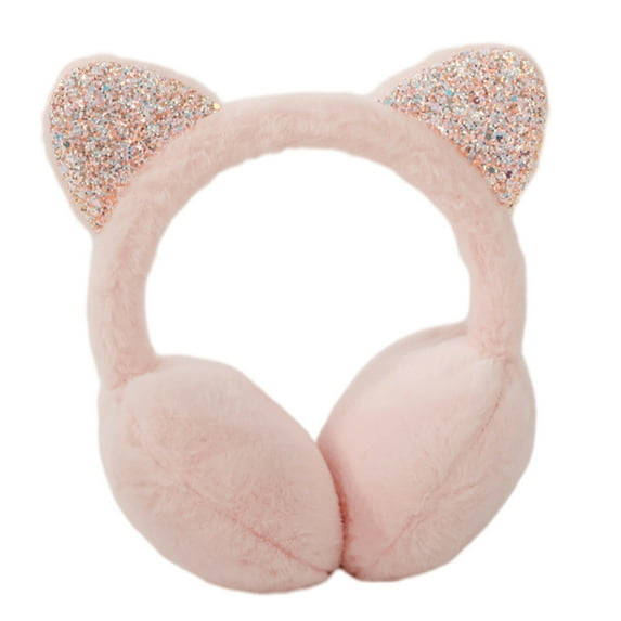 Women's Winter Warm Cat Ear Muffs Cute Catear Earmuff Headband Faux Fur Outdoor Earmuffs - pink