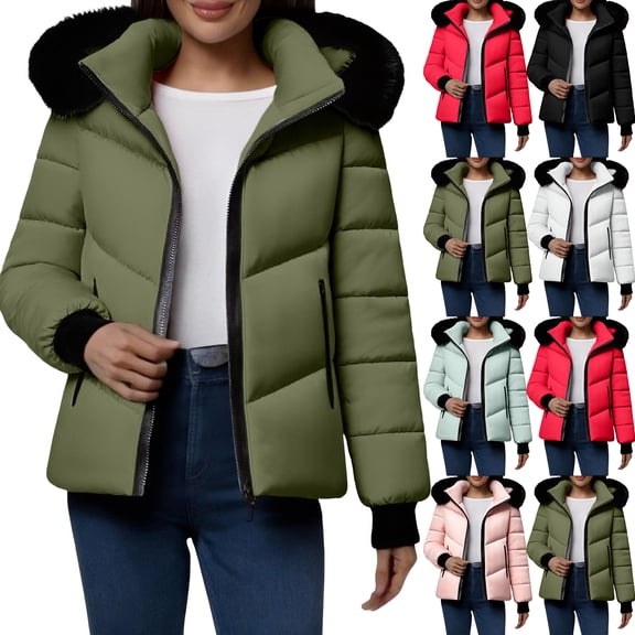 Women's Winter Warm Cotton Jacket Single Breasted Zipper for Casual Wear, Outdoor Activities, and Christmas Gatherings,White,M