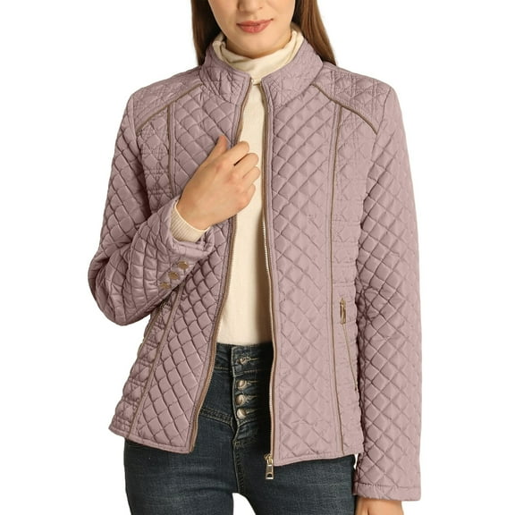Women's Winter Warm Cotton-padded Coat, Single-breasted Zipper Cotton-padded Coat Pink S