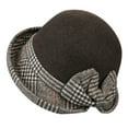 thumbnail image 1 of Women's Winter Warm Fisherman Pot Hat, Classic Dome Bowler Hat with Small Brim, Soft Felted Polyester Bell-Shaped Cap for Autumn Winter Fashion, Outdoor and Holiday Parties - Coffee, 1 of 3