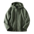 thumbnail image 1 of Women's Winter Warm Jacket Full Zip Sherpa Lined Hoodie Sweatshirt Coat Green XL, 1 of 4