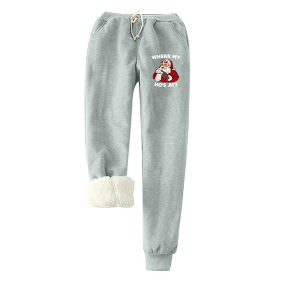 Women's Winter Warm Fleece Jogger Pants Thick Sherpa Lined Sweatpants Elastic Waist Active Running Pants Trousers