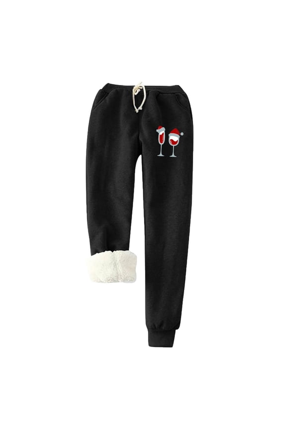 Women's Winter Warm Fleece Jogger Pants Thick Sherpa Lined Sweatpants Elastic Waist Active Running Pants Trousers
