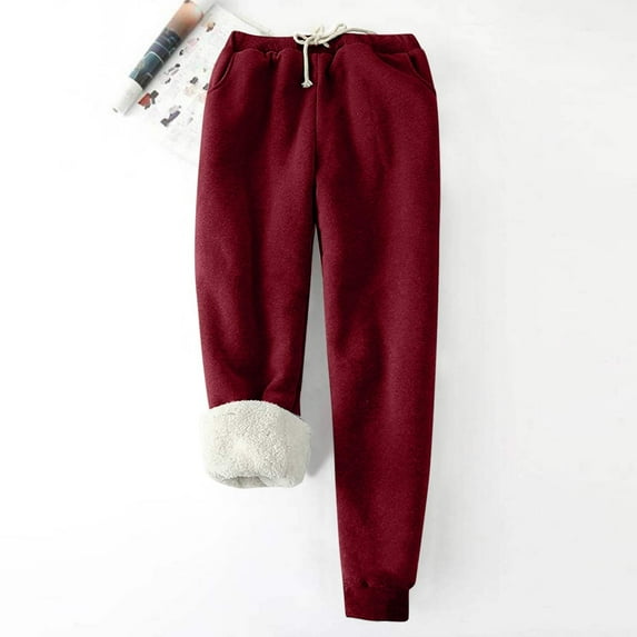 Women's Winter Warm Fleece Joggers Pants Sherpa Lined Athletic Active Sweatpants,Women Loose Winter Thick Fleece Lined Jogger Harem Pants Sweatpants