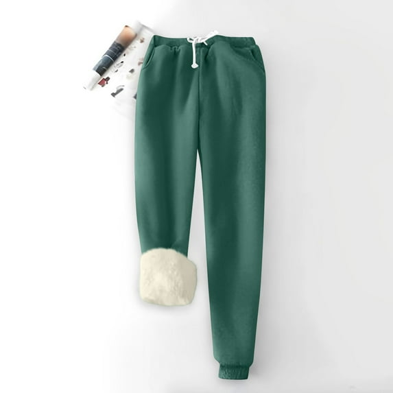 Women's Winter Warm Fleece Joggers Pants Sherpa Lined Athletic Active Sweatpants