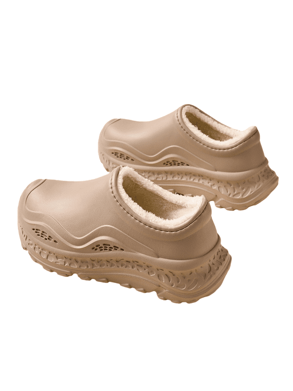 Women’s Winter Warm Fleece Lined Clog Slippers, Cozy Plush EVA Platform Shoes with Anti-Slip Tire Sole, Indoor Outdoor Waterproof House Shoes, Perfect Christmas Gift for Her