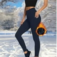 thumbnail image 1 of Women's Winter Warm Fleece Lined Leggings Thick Velvet Tight Thermal Stretch Fitness Yoga Pants With Pocket Navy L, 1 of 5