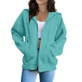 thumbnail image 1 of Women's Winter Warm Fleece Lined Raglan Sleeve Zip Up Hoodie with Front Pocket, Loose Fit Long Sleeve Sweatshirt Coat for Streetwear, Casual Daily Use and Cold Weather Protection Mint Green XXL, 1 of 8