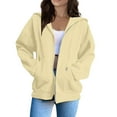 thumbnail image 1 of Women's Winter Warm Fleece Lined Raglan Sleeve Zip Up Hoodie with Front Pocket, Loose Fit Long Sleeve Sweatshirt Coat for Streetwear, Casual Daily Use and Cold Weather Protection Yellow XL, 1 of 8