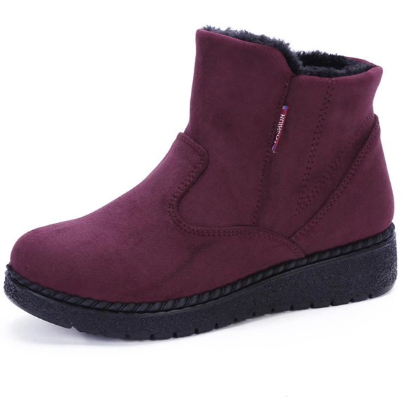 Women's Winter Warm Fleece-Lined Snow Boots Lightweight Waterproof Ankle Boots Comfortable Slip-Resistant Walking Boots Red 9 US