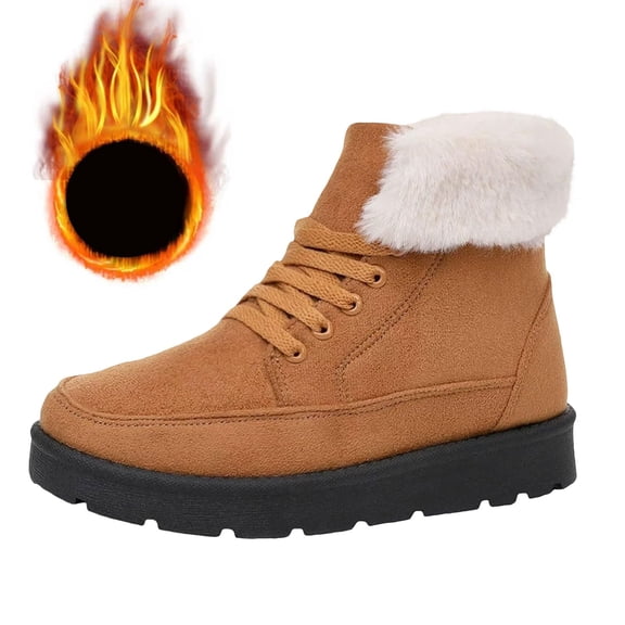 Women's Winter Warm Fleece Lined Snow Boots, Suede Platform Lace Up Casual Outdoor Shoes, Work Daily Wear Trendy Anti-Slip Footwear Fall