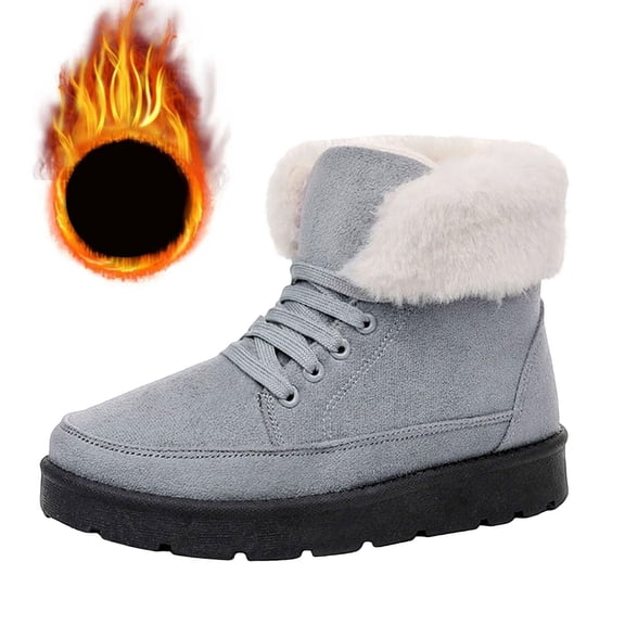 Women's Winter Warm Fleece Lined Snow Boots, Suede Platform Lace Up Casual Outdoor Shoes, Work Daily Wear Trendy Anti-Slip Footwear Fall