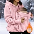 thumbnail image 1 of Women's Winter Warm Fleece Maternity Coat Full Zip Baby Wearing Jacket Pregnancy Outerwear Pink M, 1 of 4