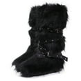 thumbnail image 1 of Women's Winter Warm Fluffy Faux Fur Knee High Snow Boots - Fashionable Cross Buckle Non Slip Cotton Boots, 1 of 4