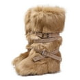 thumbnail image 1 of Women's Winter Warm Fluffy Faux Fur Knee High Snow Boots - Fashionable Cross Buckle Non Slip Cotton Boots, 1 of 4