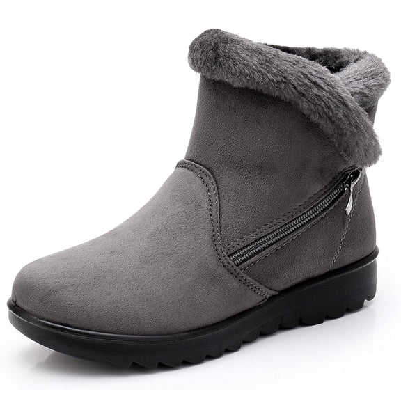 Women's Winter Warm Fur Lined Snow Boots Side Zipper Ankle Boots Outdoor Booties Comfortable Boots for Women