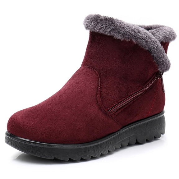 Women's Winter Warm Fur Lined Snow Boots Side Zipper Ankle Boots Outdoor Booties Comfortable Boots for Women