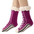 thumbnail image 1 of Women's Winter Warm Fuzzy Slipper Socks Novelty Sneaker Pattern Fleece Lined Socks Nonslip Plush Socks with Grippers, 1 of 8