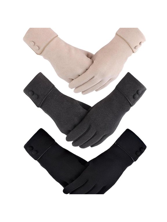Women's Winter Warm Gloves, Full Finger Gloves with Sensitive Touch Screen Texting Fingers 3 Pairs ,Touch Screen