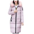 thumbnail image 1 of Women's Winter Warm Hooded Cotton Coat - Long-Sleeve Casual Overcoat, Pink, XL, 1 of 3