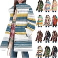 thumbnail image 1 of Women's Winter Warm Hoodie Sherpa Fleece Lined Pullover Hoodie Women's Casual Warm Clothing Winter Daily Printed Loose Collar Button Long Sleeved Jacket Light Blue M, 1 of 7
