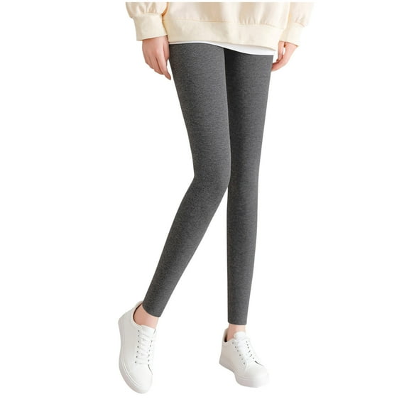 Women's Winter Warm Leggings Cropped High Waist Tights Stretchy Soft Thermal Pants Dark Gray XL