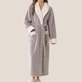 thumbnail image 1 of Women's Winter Warm Nightgown Fleece Shawl Collar Bathrobe Fuzzy Long Robes Loungewear Gowns with Pockets Gray M, 1 of 4