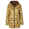 thumbnail image 1 of Women's Winter Warm Oversize Coat - Vintage Floral Print Hooded Jacket with Pockets, Thick Fleece Lined Outerwear, Yellow Size L, 1 of 5