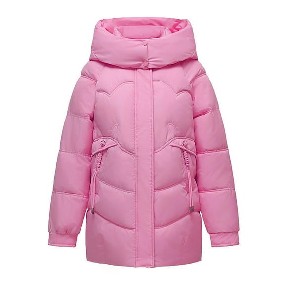 Women's Winter Warm Plus Size Puffer Coat Casual Colored Long-Sleeved Hooded Jacket Lightweight Puffer Jacket(Hot Pink 3XL)