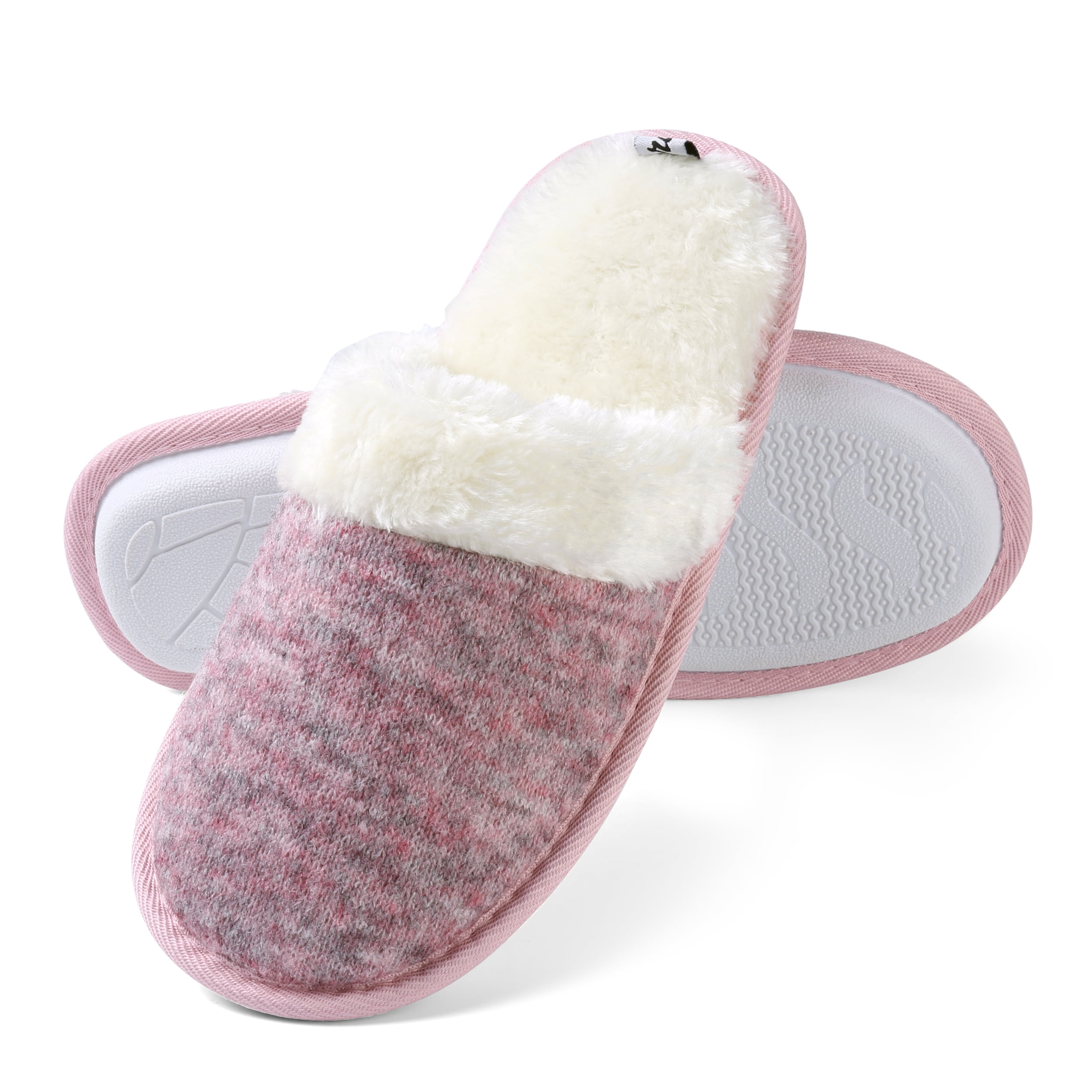 Women’s Winter Warm Plush Slippers with Memory Foam Cushion & Non-Slip Rubber Sole – Indoor/Outdoor House Shoes